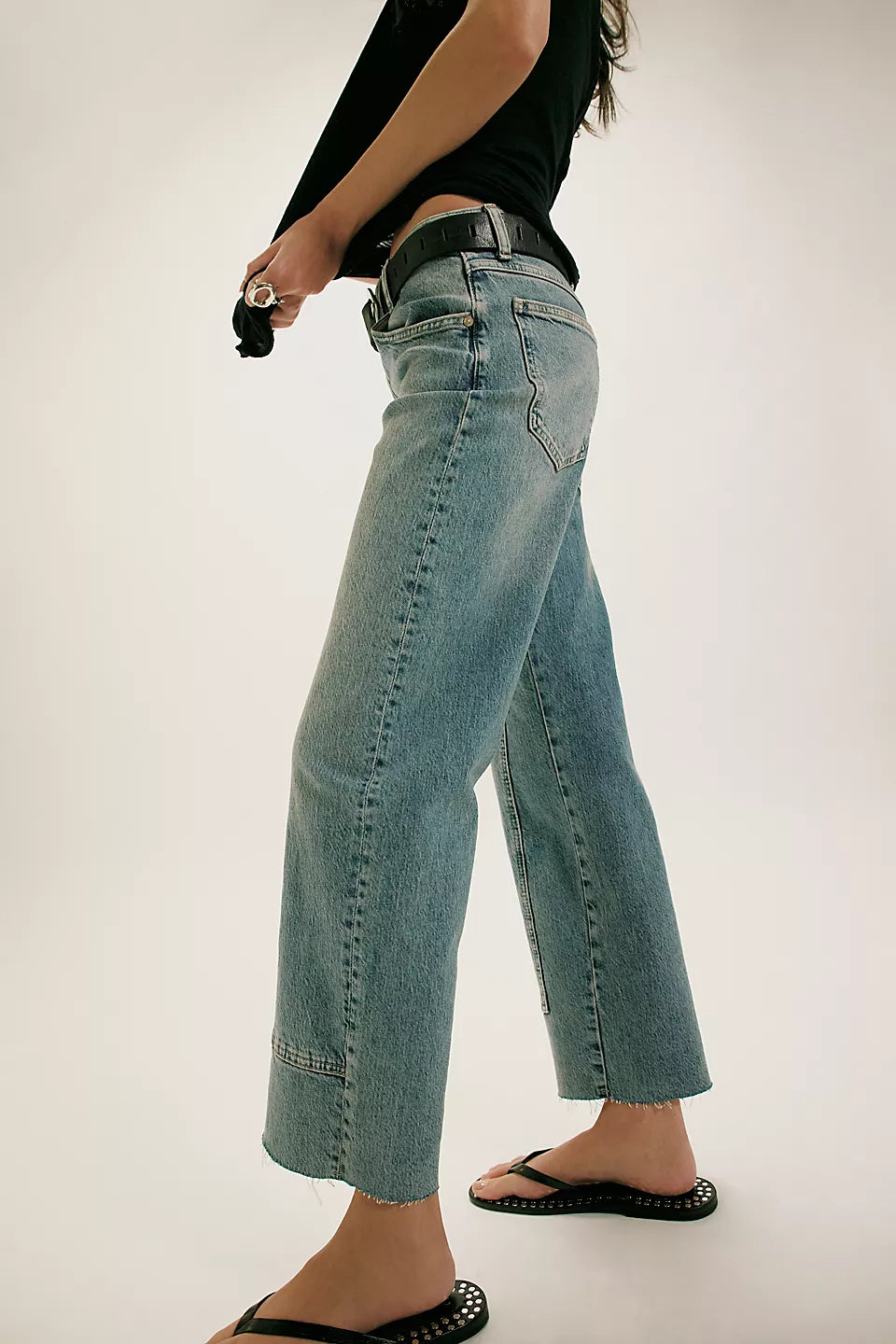 FREE PEOPLE RISK TAKER MID/RISE STRAIGHT JEANS - MANTRA