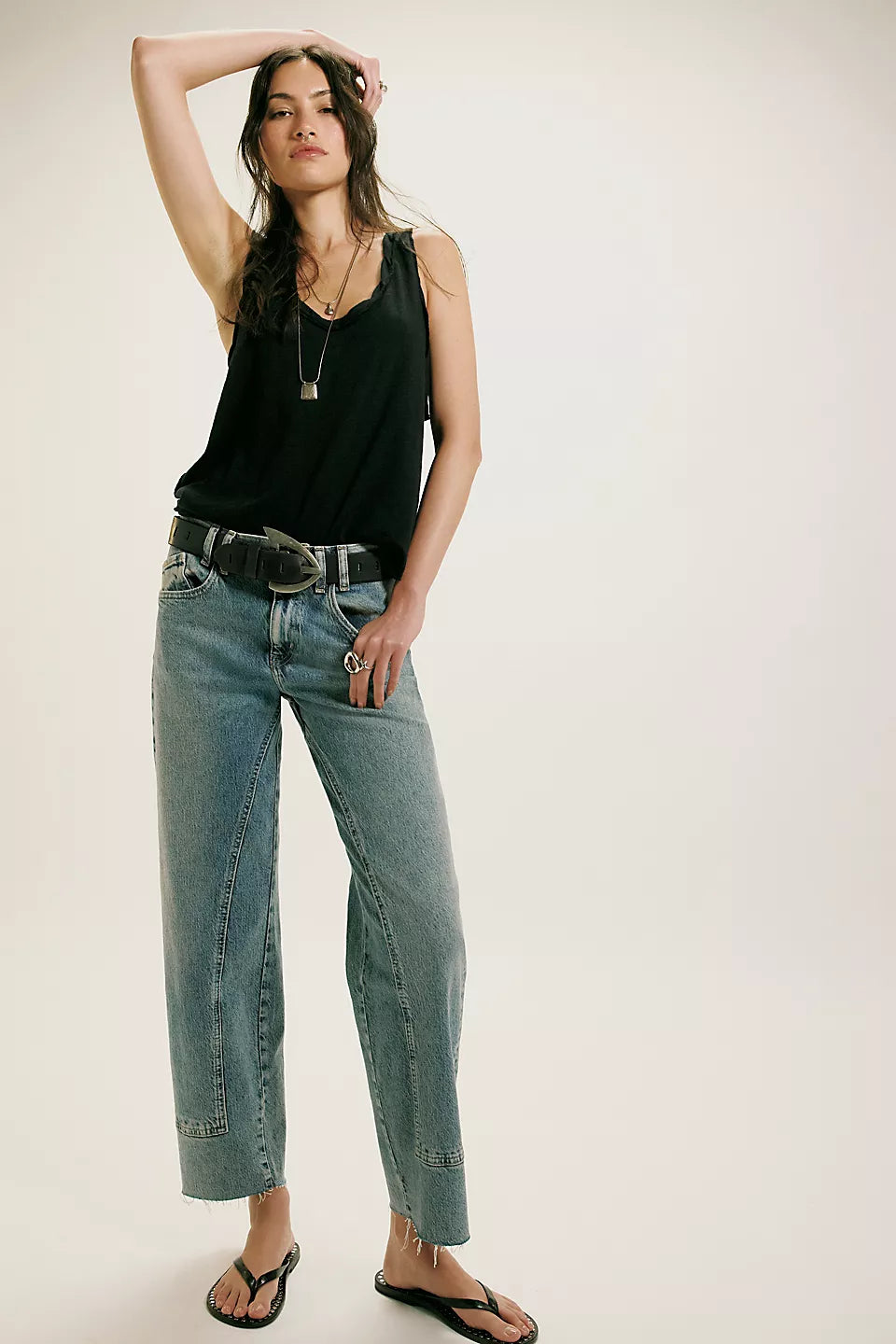 FREE PEOPLE RISK TAKER MID/RISE STRAIGHT JEANS - MANTRA