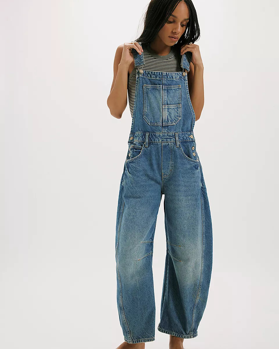 FREE PEOPLE GOOD LUCK OVERALLS - ULTRA LIGHT BEAM