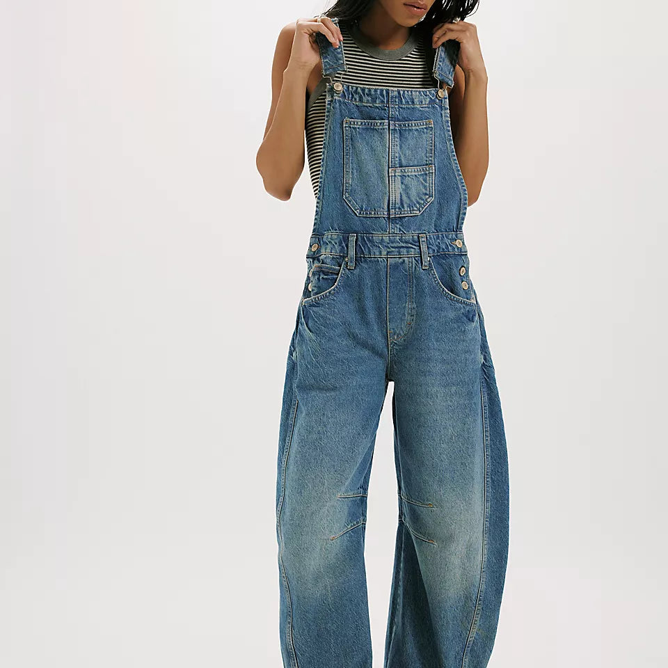 FREE PEOPLE GOOD LUCK OVERALLS - ULTRA LIGHT BEAM