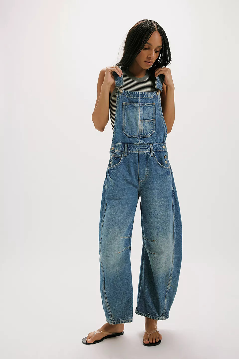 FREE PEOPLE GOOD LUCK OVERALLS - ULTRA LIGHT BEAM