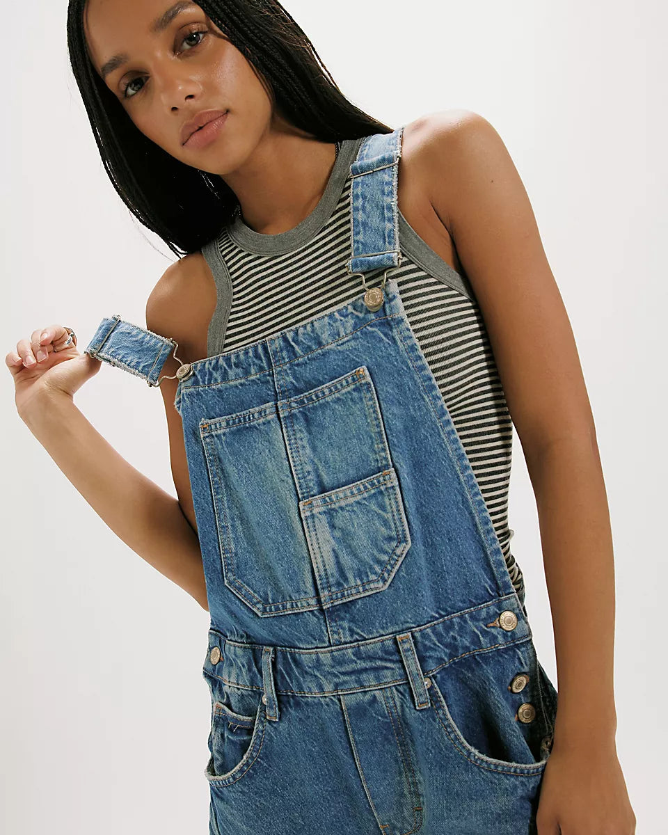 FREE PEOPLE GOOD LUCK OVERALLS - ULTRA LIGHT BEAM