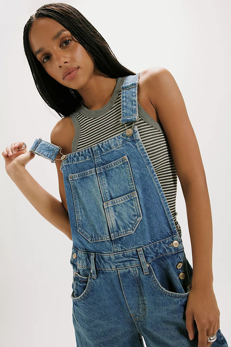 FREE PEOPLE GOOD LUCK OVERALLS - ULTRA LIGHT BEAM