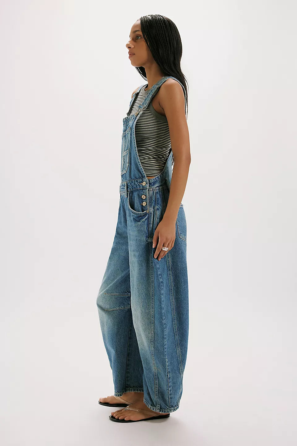 FREE PEOPLE GOOD LUCK OVERALLS - ULTRA LIGHT BEAM