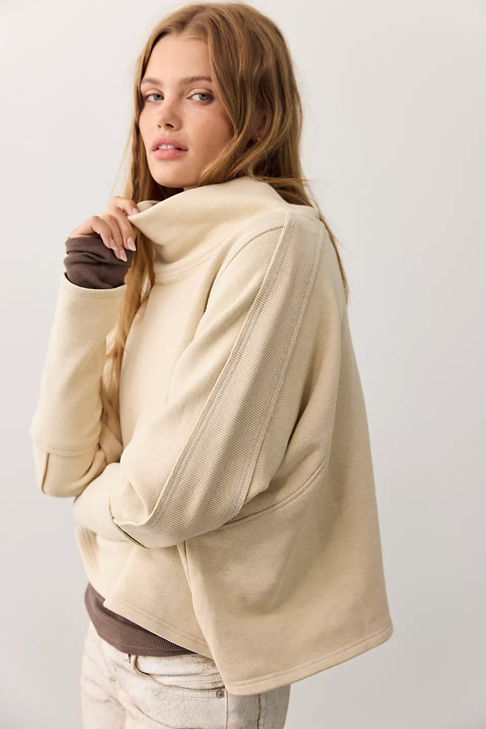 FREE PEOPLE MY GIRL PULLOVER - LIGHT OATMEAL HEATHER