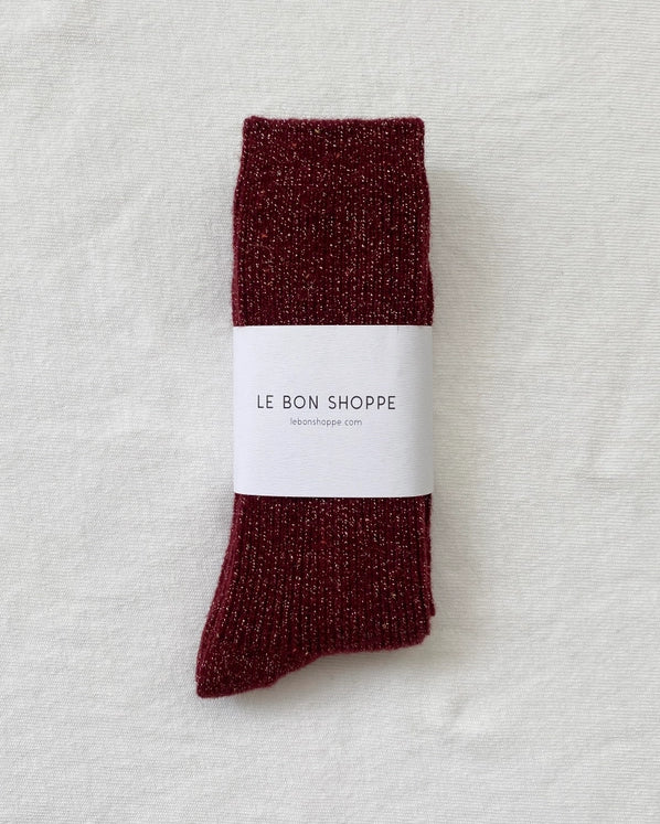 LE BON SHOPPE WINTER SPARKLE SOCKS - WINE