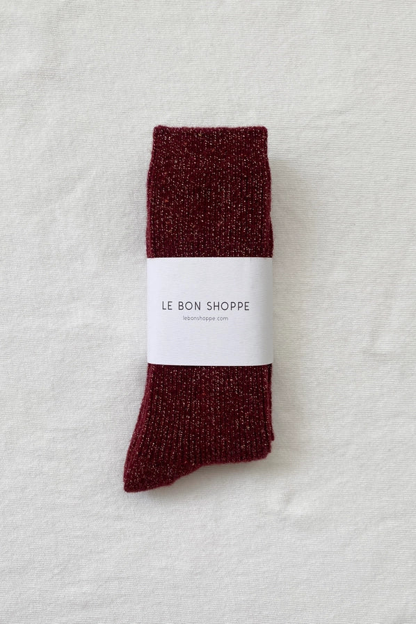 LE BON SHOPPE WINTER SPARKLE SOCKS - WINE