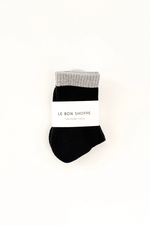 LE BON SHOPPE COLOR BLOCK GIRLFRIEND SOCKS - BLACK GREY