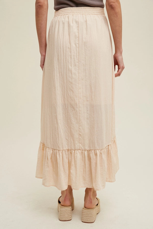 HI LOW HEM MIDI SKIRT - CREAM