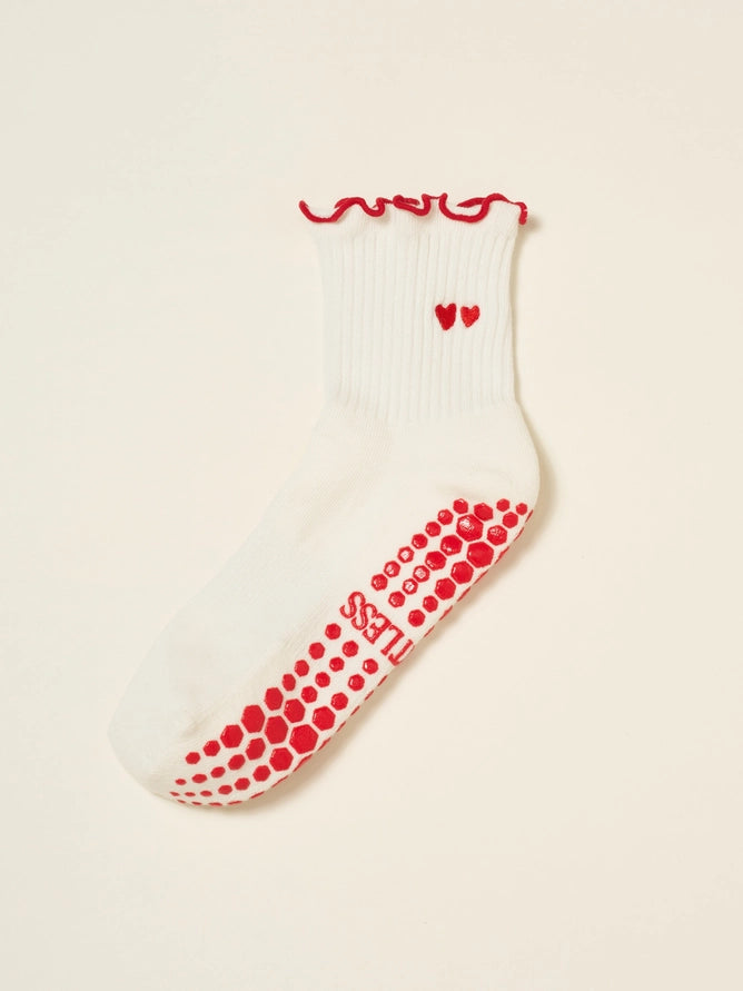 EFFORTLESS CLUB RUFFLED GRIP SOCKS - RED