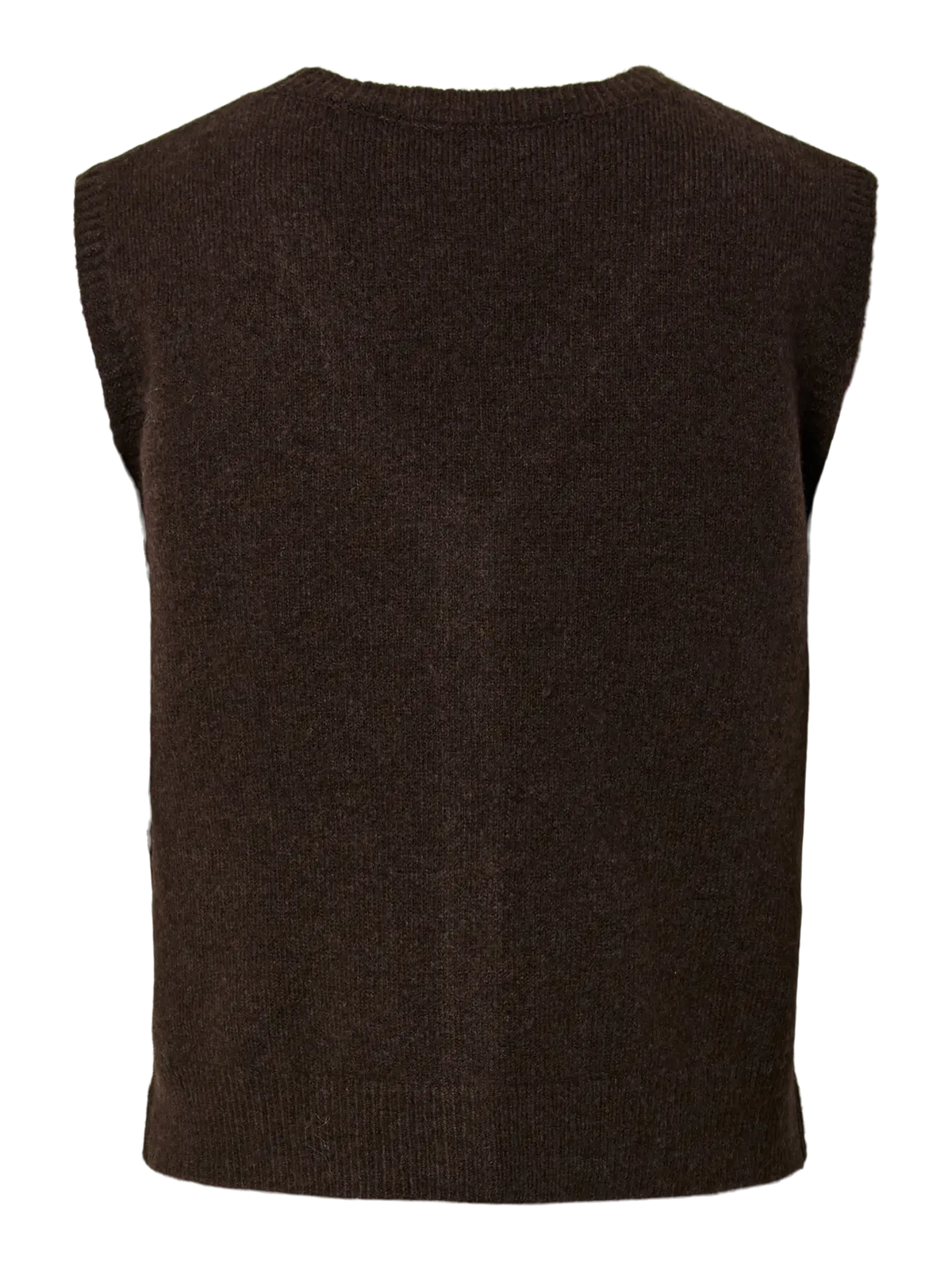 PIECES SALLY V NECK VEST - HOT FUDGE