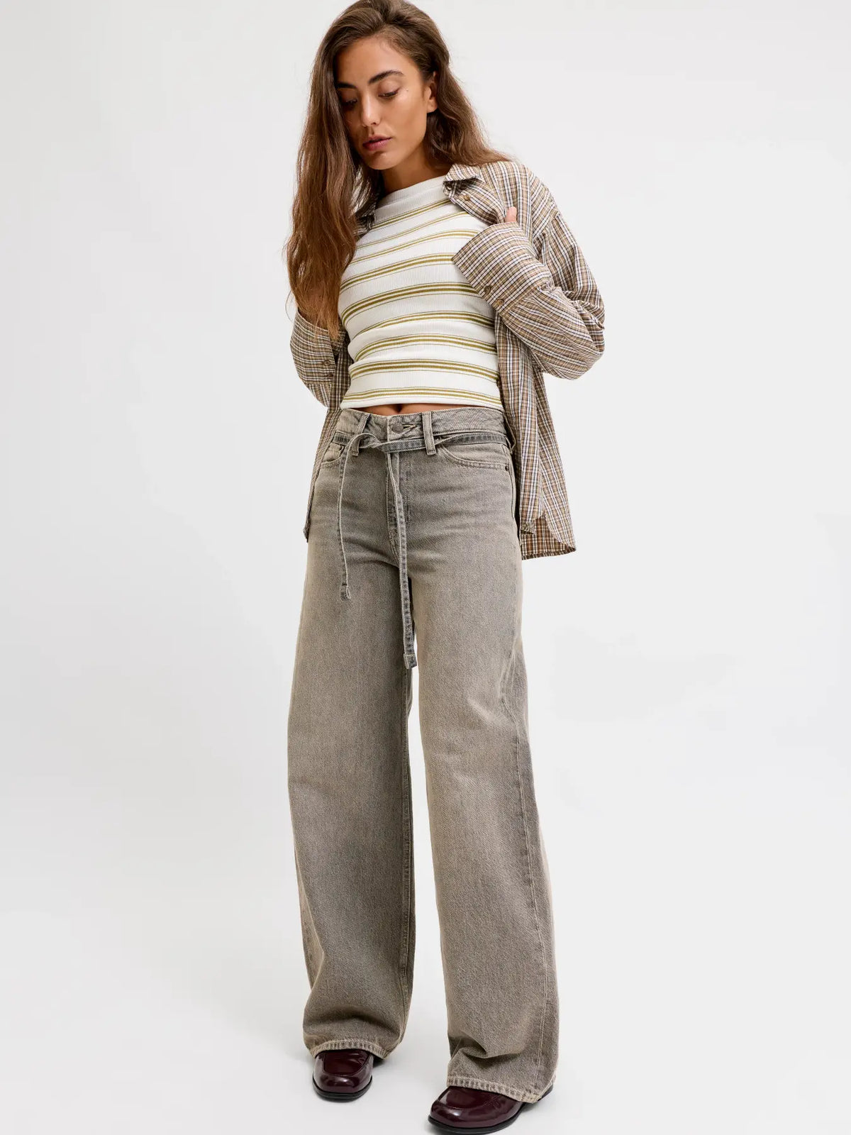 JJXX TOKYO KAIA WIDE HE JEANS - BLACK WASH DENIM