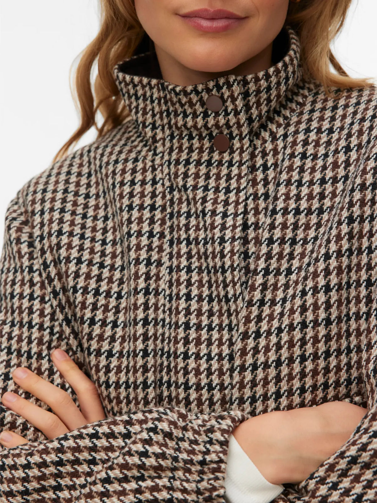 VM CHERYL SHORT CHECK JACKET - CHOCOLATE TORTE
