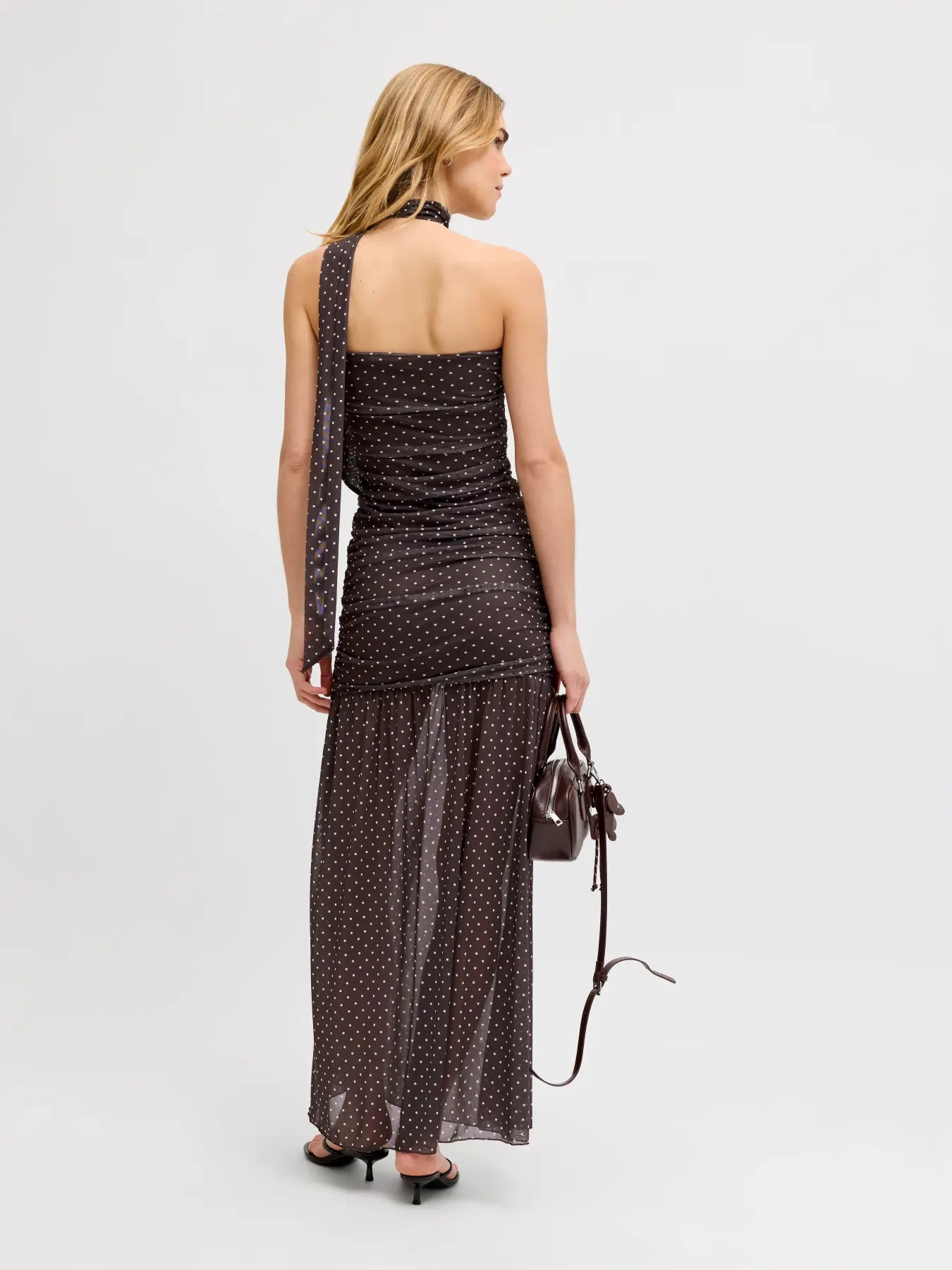 JJXX ELVIRA MESH SCARF DRESS - SEAL BROWN