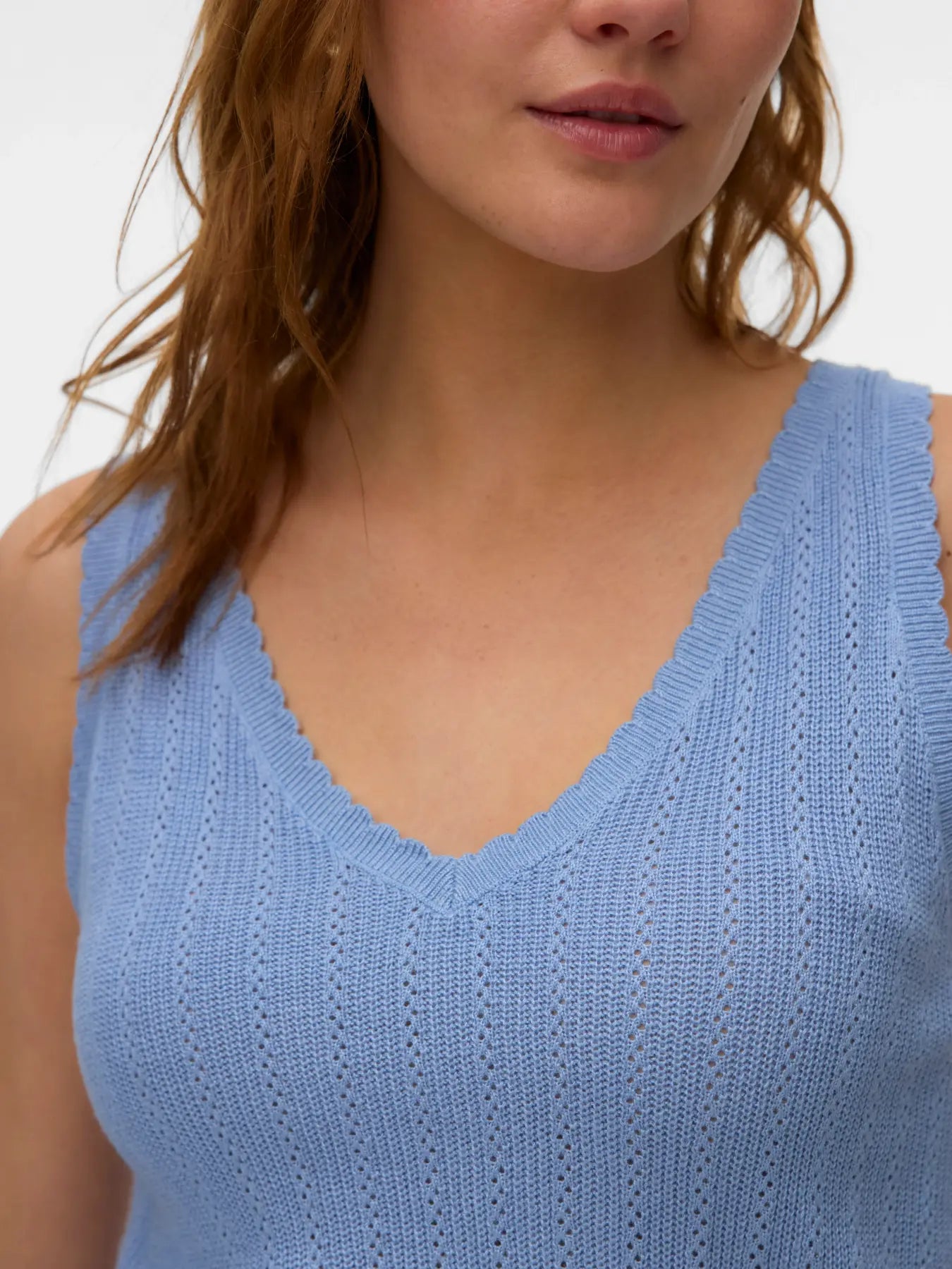 VM LEX V NECK KNIT TANK - BLUE