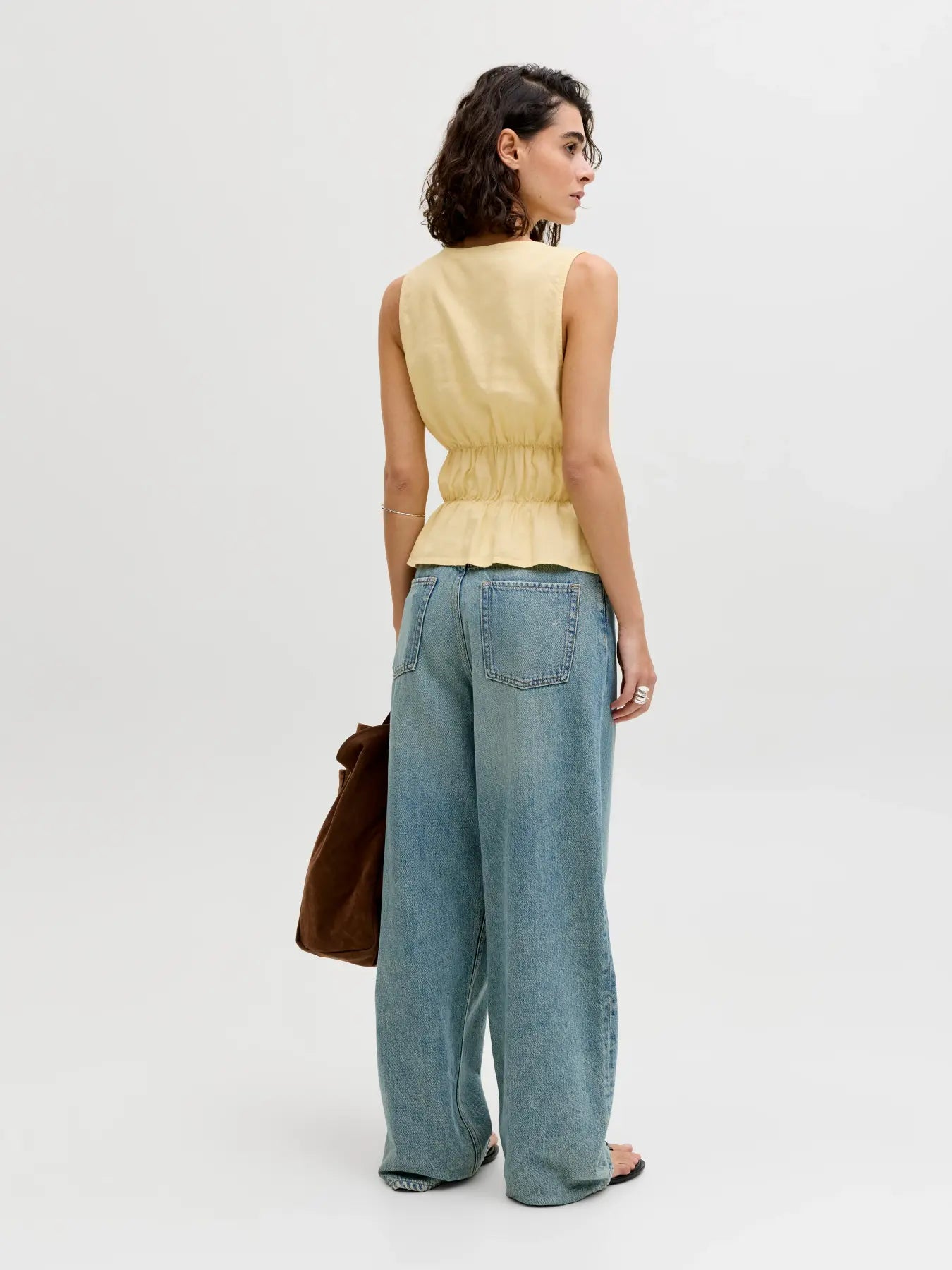 JJXX ALMIRA LINEN TIE TOP - SUNLIGHT