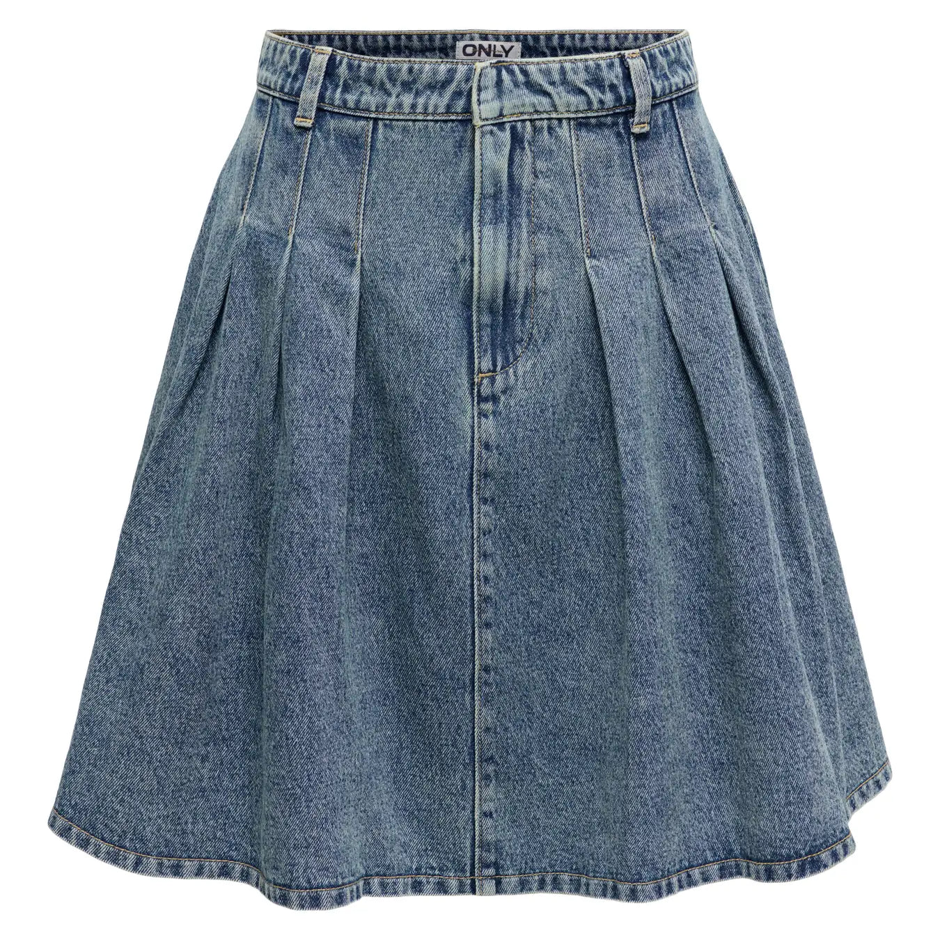 ONLY RHODA PLEATED DENIM SKIRT - MEDIUM WASH