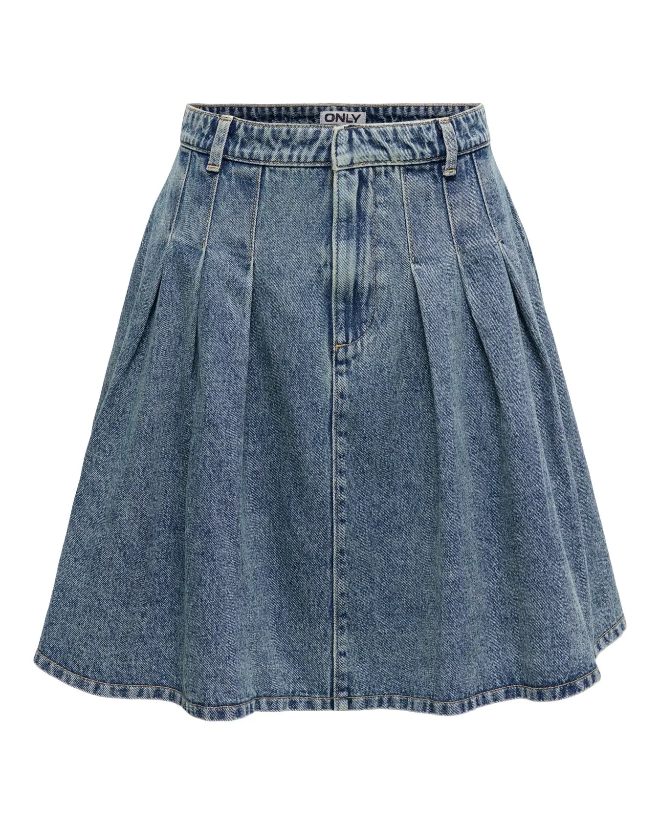 ONLY RHODA PLEATED DENIM SKIRT - MEDIUM WASH