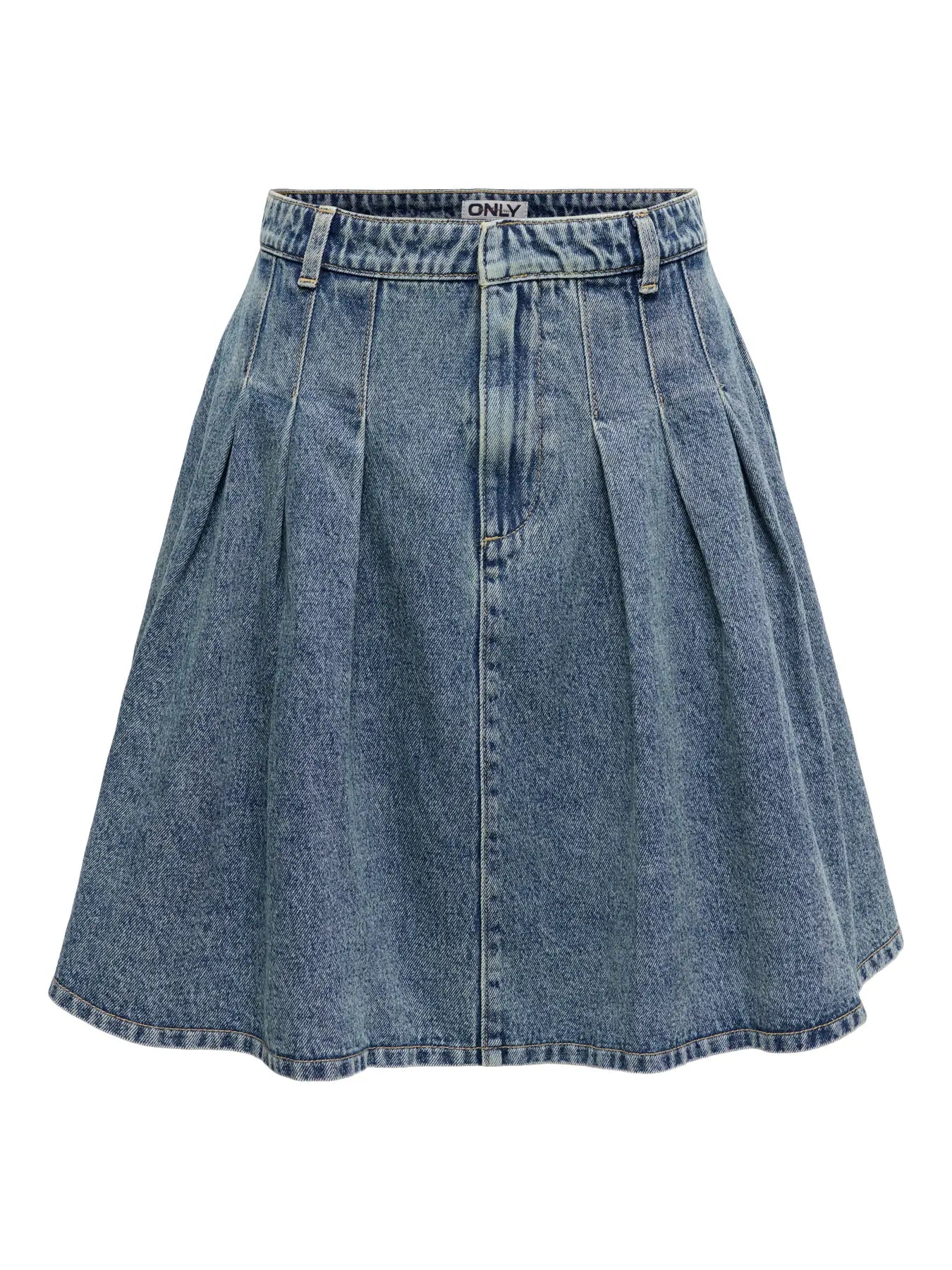 ONLY RHODA PLEATED DENIM SKIRT - MEDIUM WASH