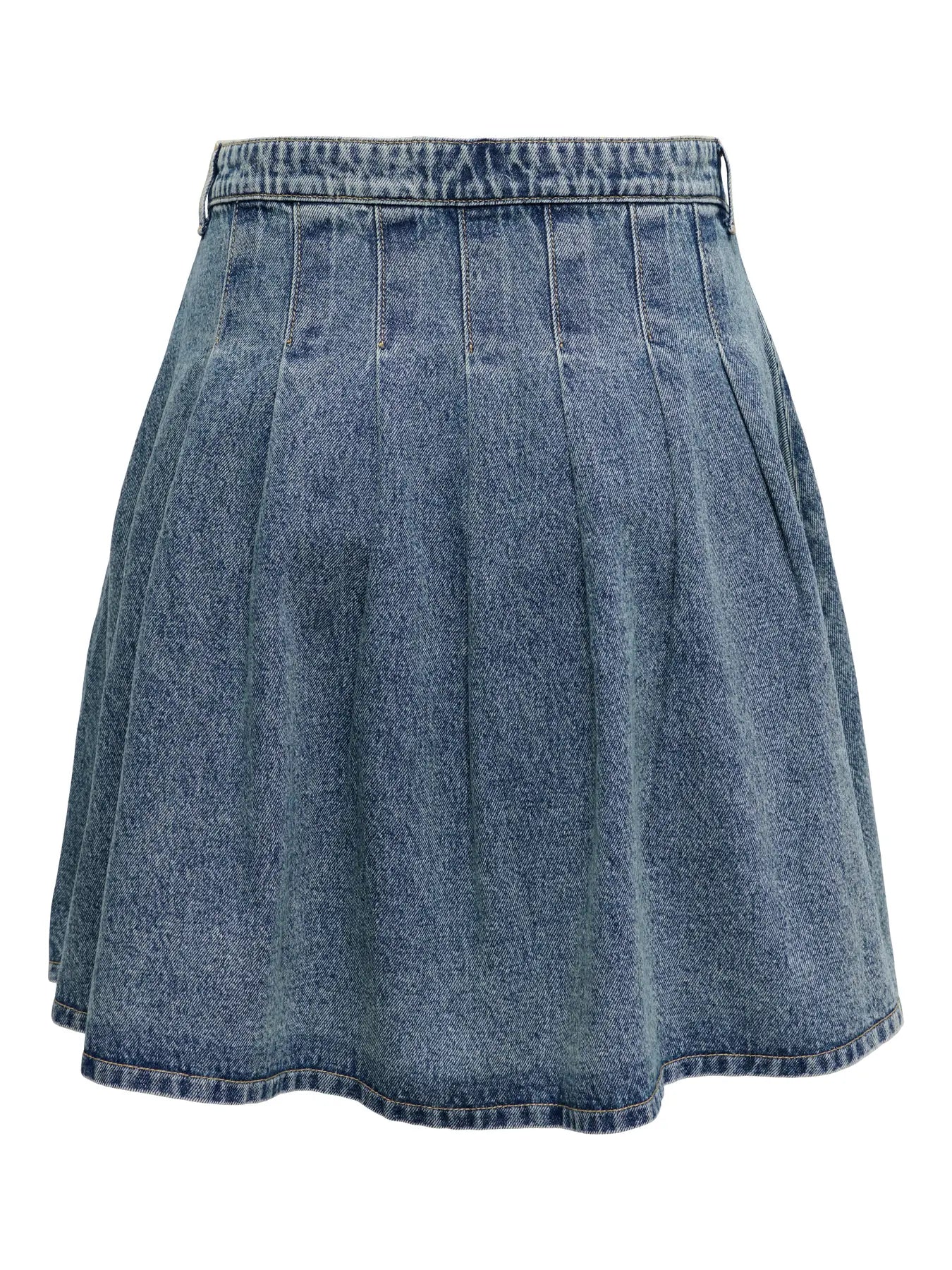 ONLY RHODA PLEATED DENIM SKIRT - MEDIUM WASH