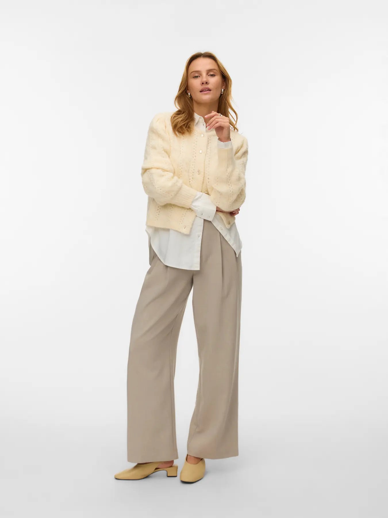 VM GABRIELLE O NECK CARDIGAN - BIRCH