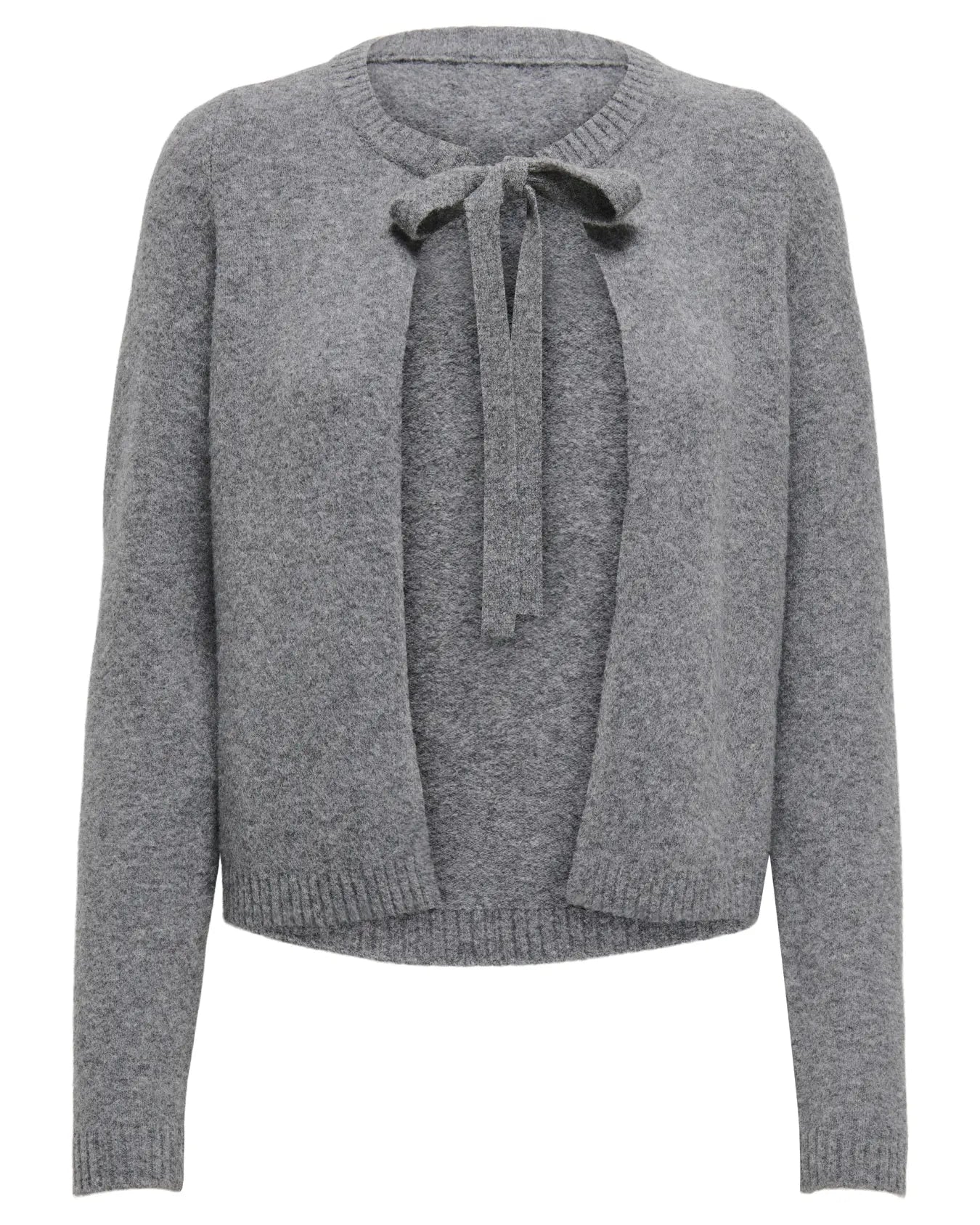 ONLY JESSIE LS ONE STRING CARDIGAN - MEDIUM GREY MELANGE