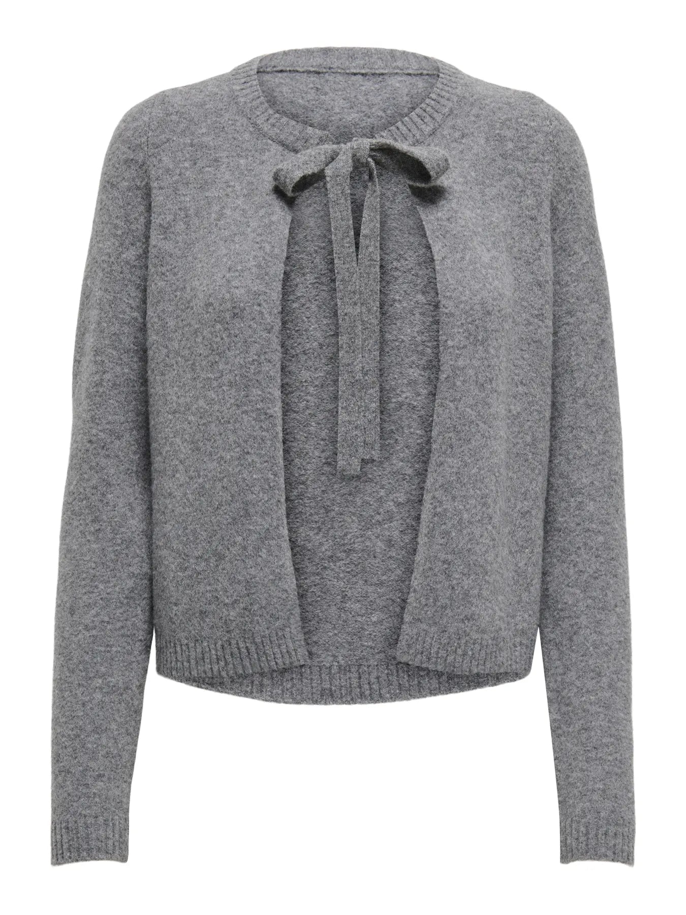 ONLY JESSIE LS ONE STRING CARDIGAN - MEDIUM GREY MELANGE