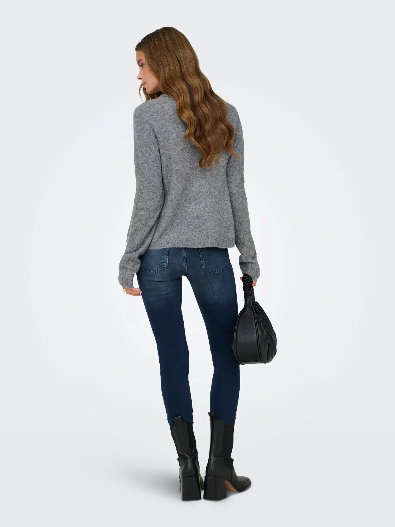 ONLY JESSIE LS ONE STRING CARDIGAN - MEDIUM GREY MELANGE