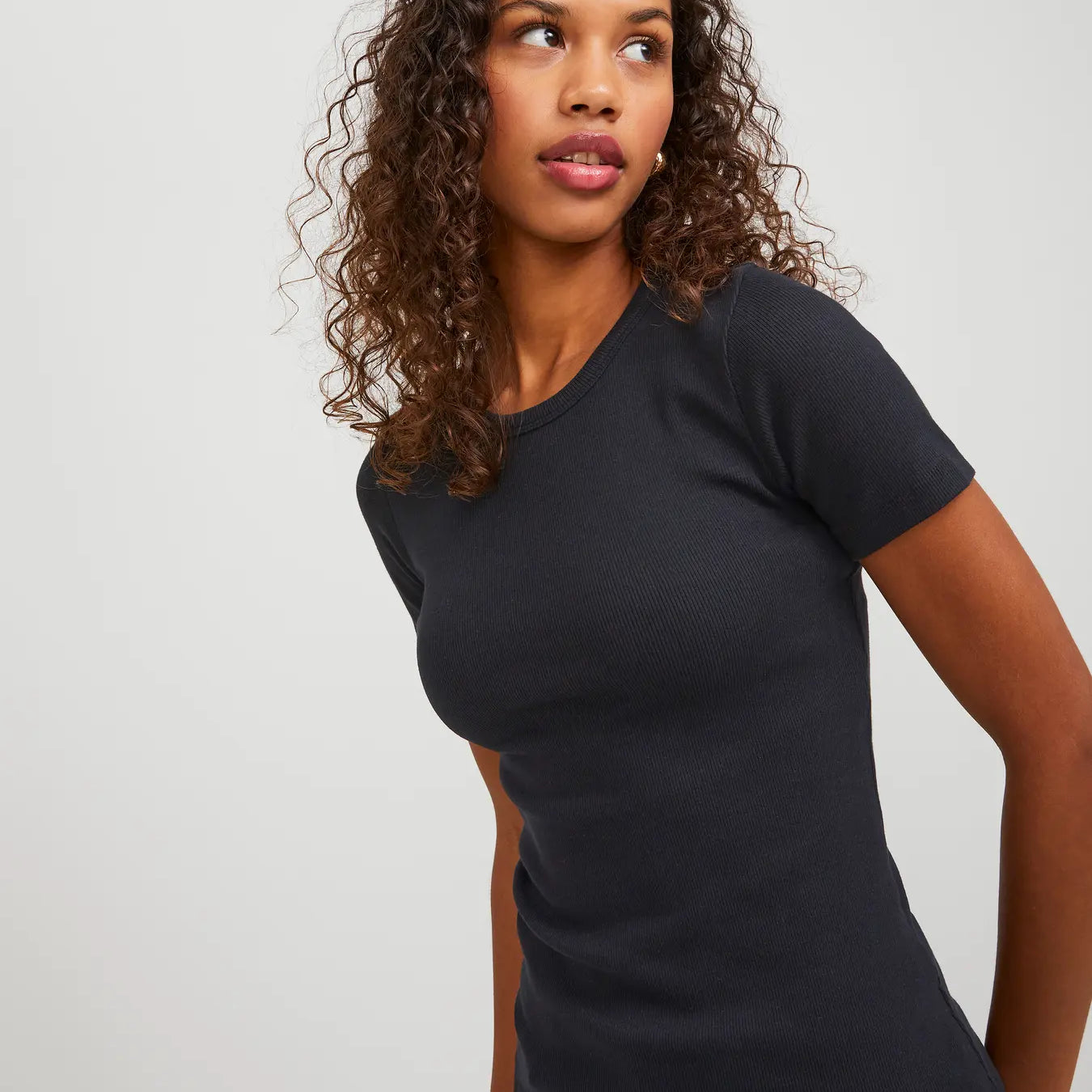 JJXX FRANKIE RIBBED TEE - BLACK