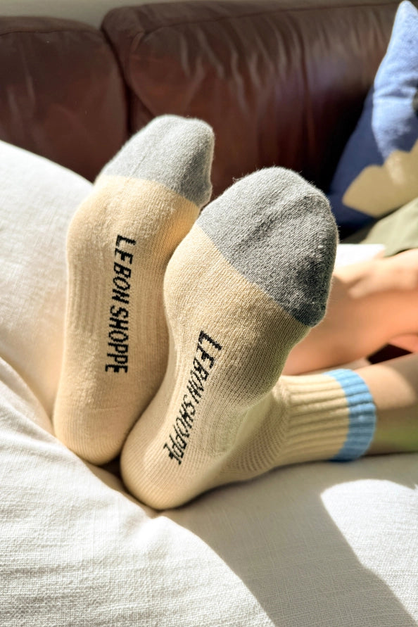 LE BON SHOPPE COLOR BLOCK GIRLFRIEND SOCKS - YELLOW BLUE