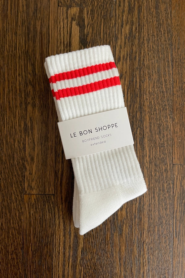 LE BON SHOPPE EXTENDED BOYFRIEND SOCKS - CLEAN WHITE