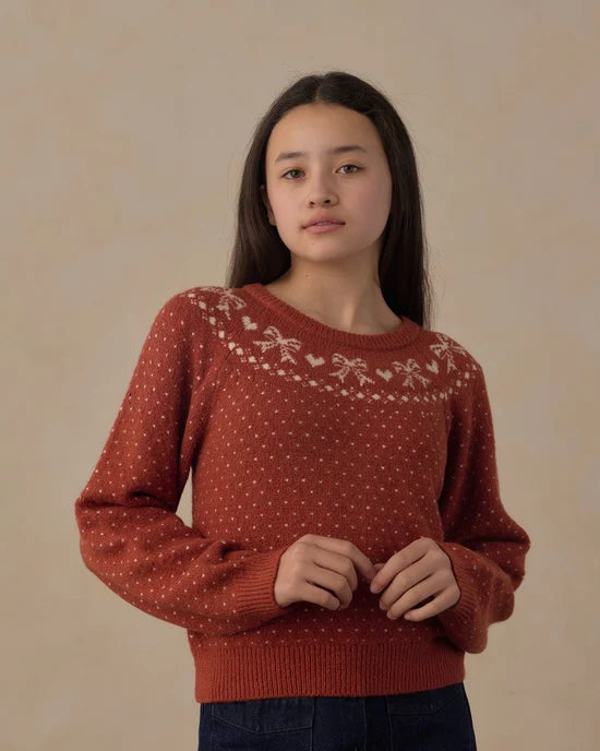 RYLEE + CRU TEEN FAIR ISLE SWEATER - RUBY