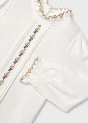 MAYORAL EMBROIDERED LONG SLEEVE - CREAM