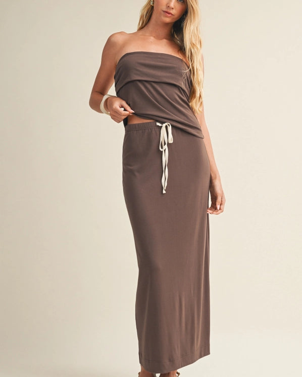 ATRANI 2PC KNIT JERSEY SET - ICED COFFEE