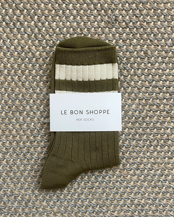 LE BON SHOPPE HER SOCKS VARSITY - FERN