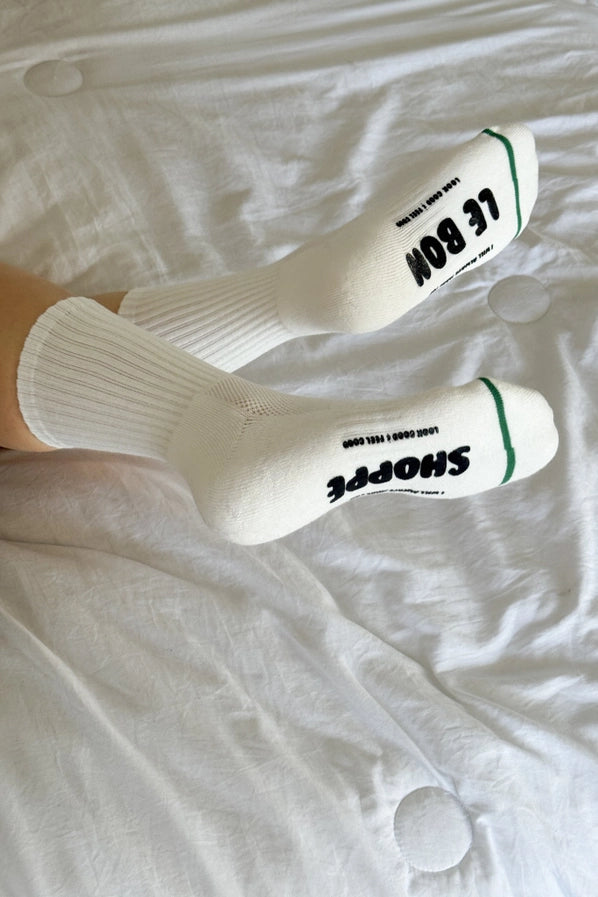LE BON SHOPPE HUGGER SOCKS - WHITE