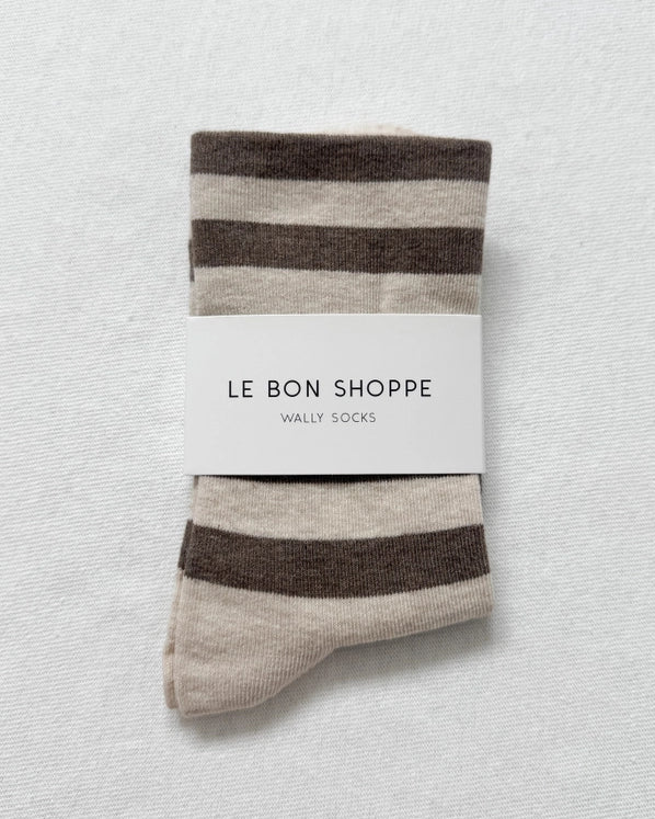 LE BON SHOPPE WALLY SOCKS - WIDE BROWN STRIPE