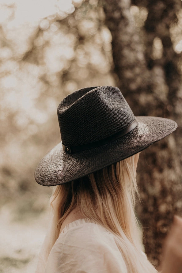 WEST VON BLAKE PAPER STRAW HAT - BLACK