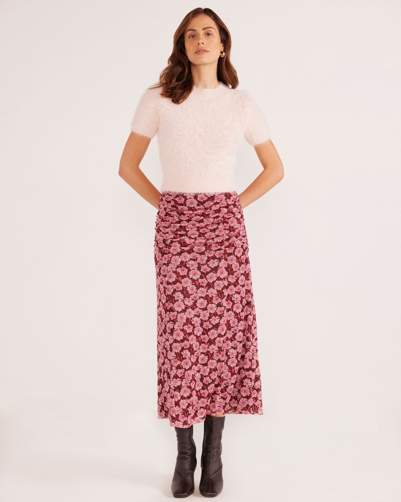 DAKOTA MESH MIDI SKIRT - CARNATION DAISY