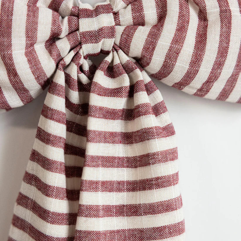 STRIPED FABRIC BOWS - CRANBERRY RED