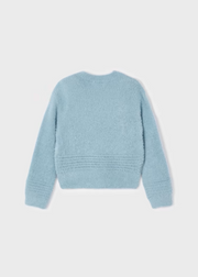 Mayoral Girls Blue Faux Fur Knit Sweater