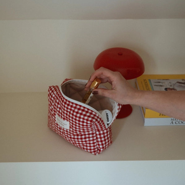 DLS ORGANIC COTTON QUILTED POUCH - RED