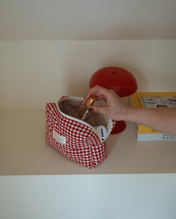 DLS ORGANIC COTTON QUILTED POUCH - RED