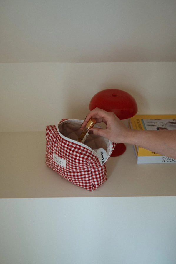 DLS ORGANIC COTTON QUILTED POUCH - RED