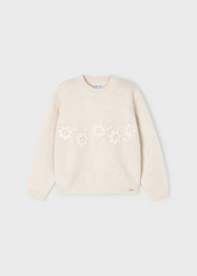 MAYORAL FLORAL EMBROIDERY SWEATER - NATURAL