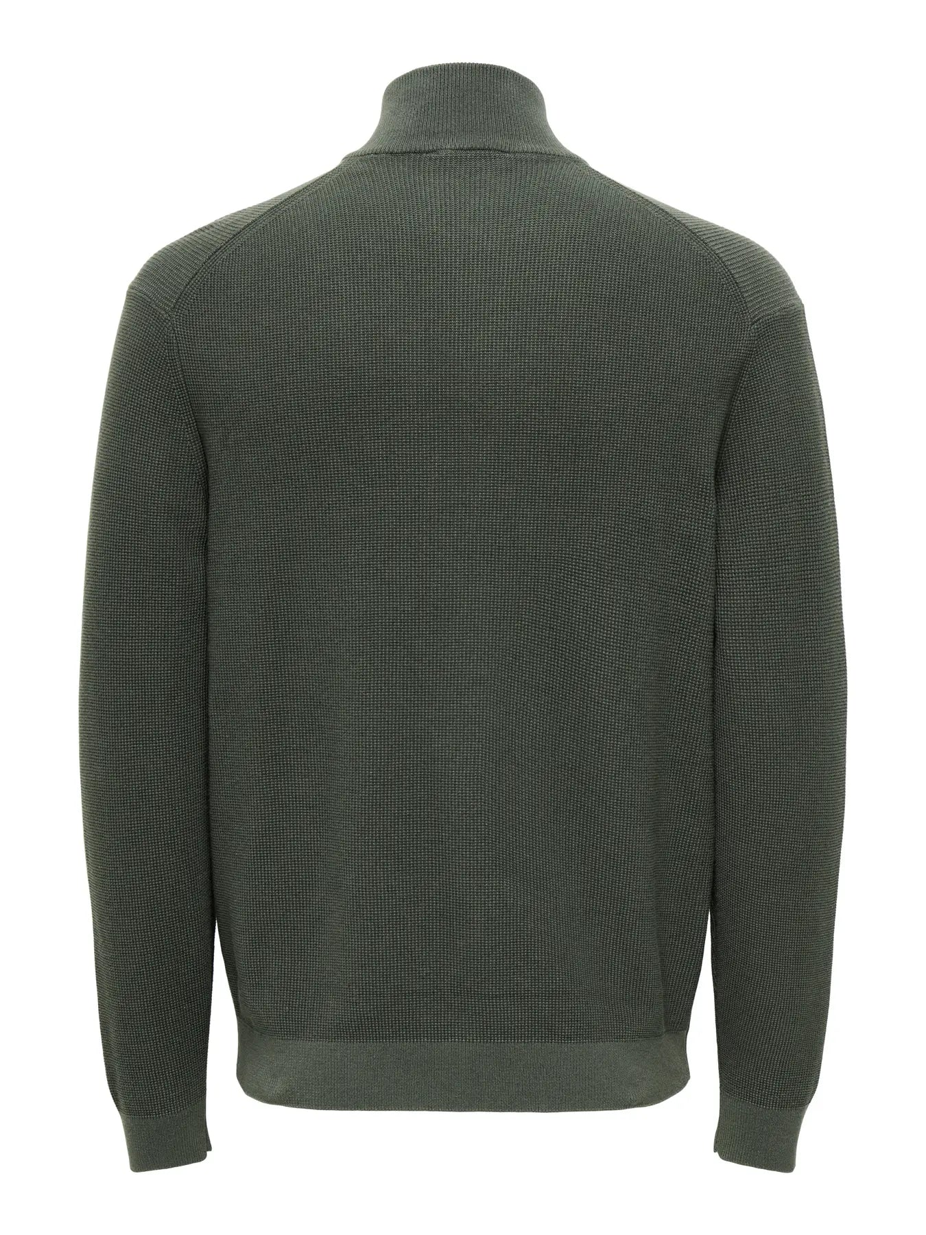 ONLY + SONS TONY REG 1/2 ZIP KNIT PULLOVER - BELUGA