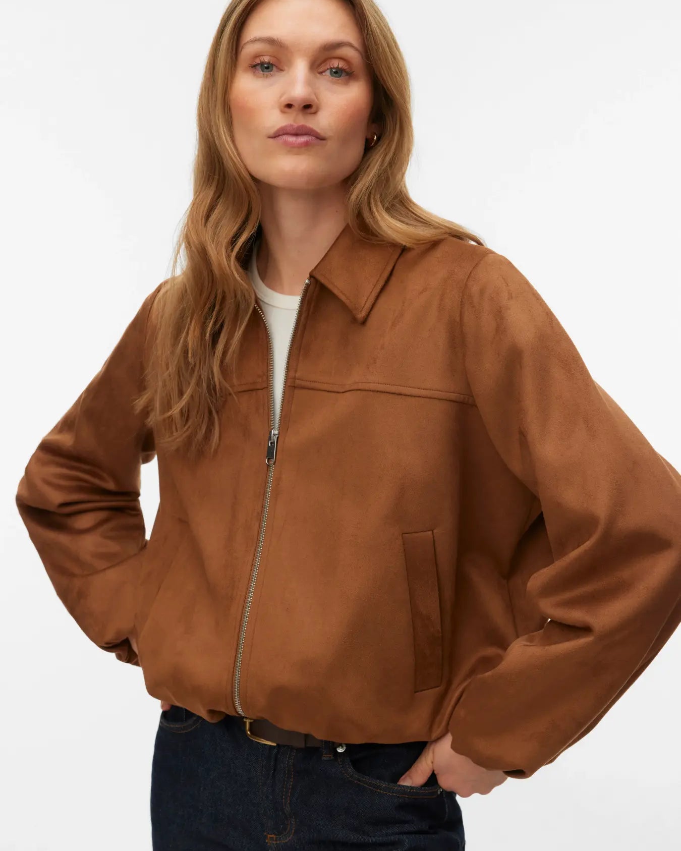 VM JOSEIDA SHORT SUEDE JACKET - COGNAC