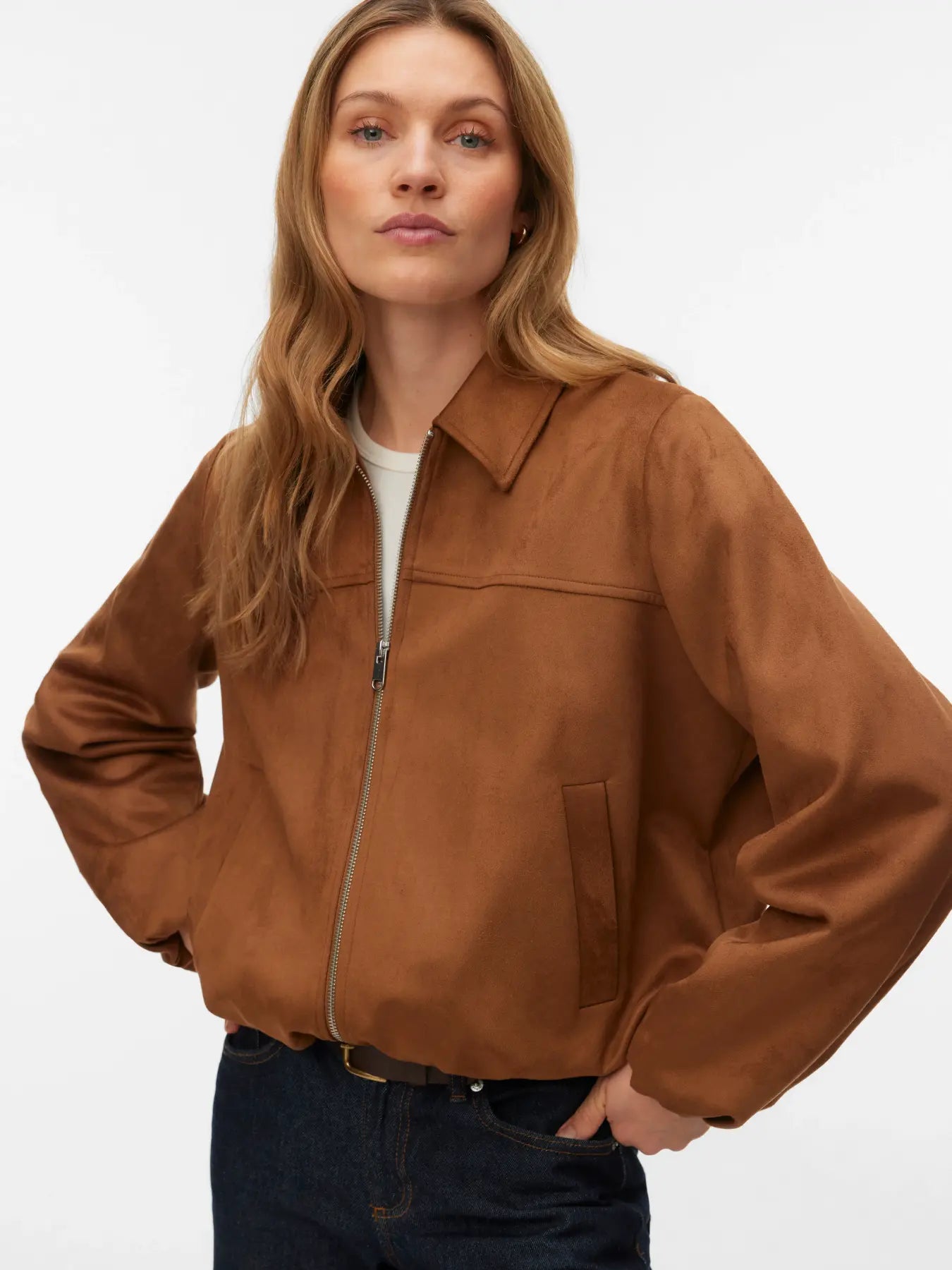 VM JOSEIDA SHORT SUEDE JACKET - COGNAC