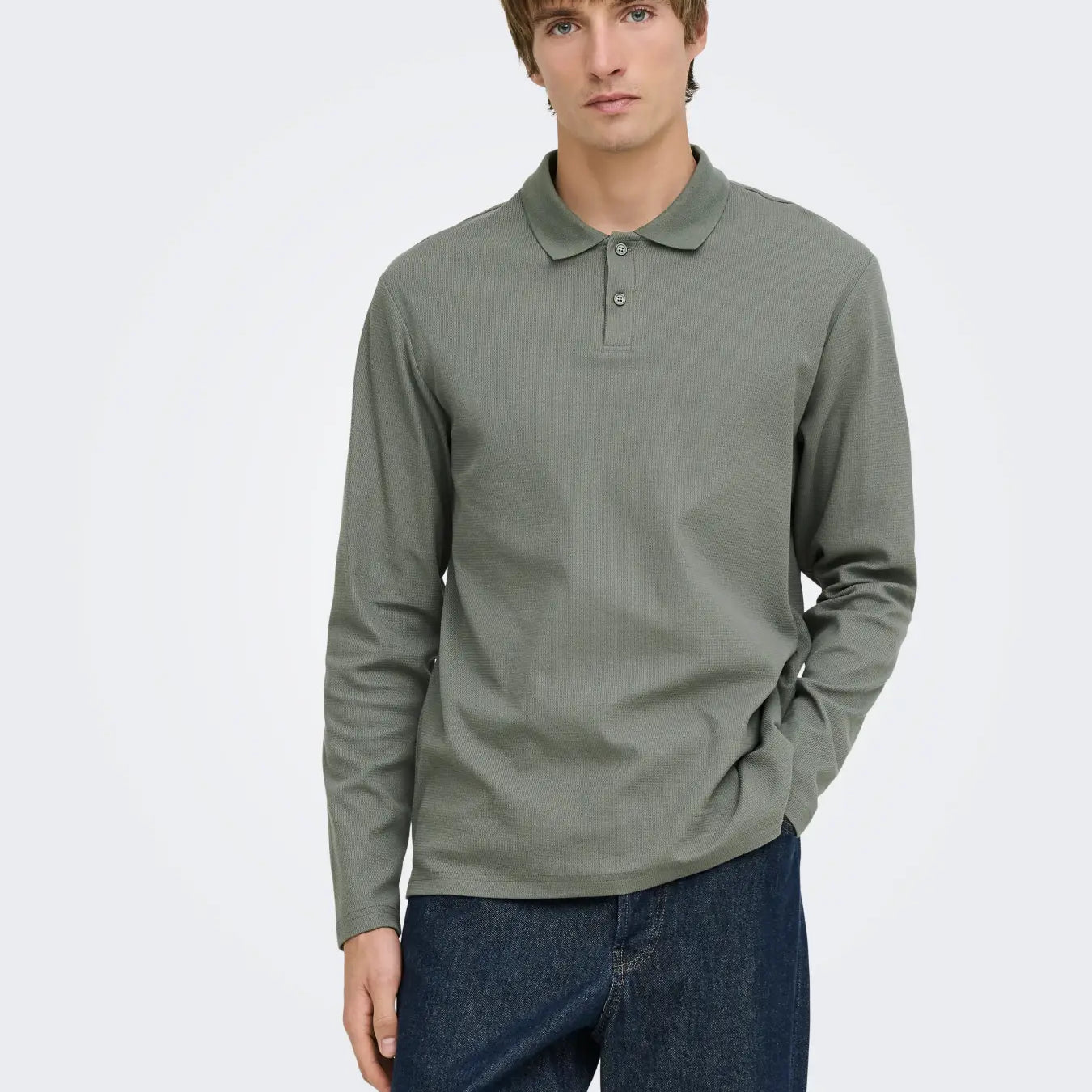ONLY + SONS BEN REG LS POLO - CASTOR GREY