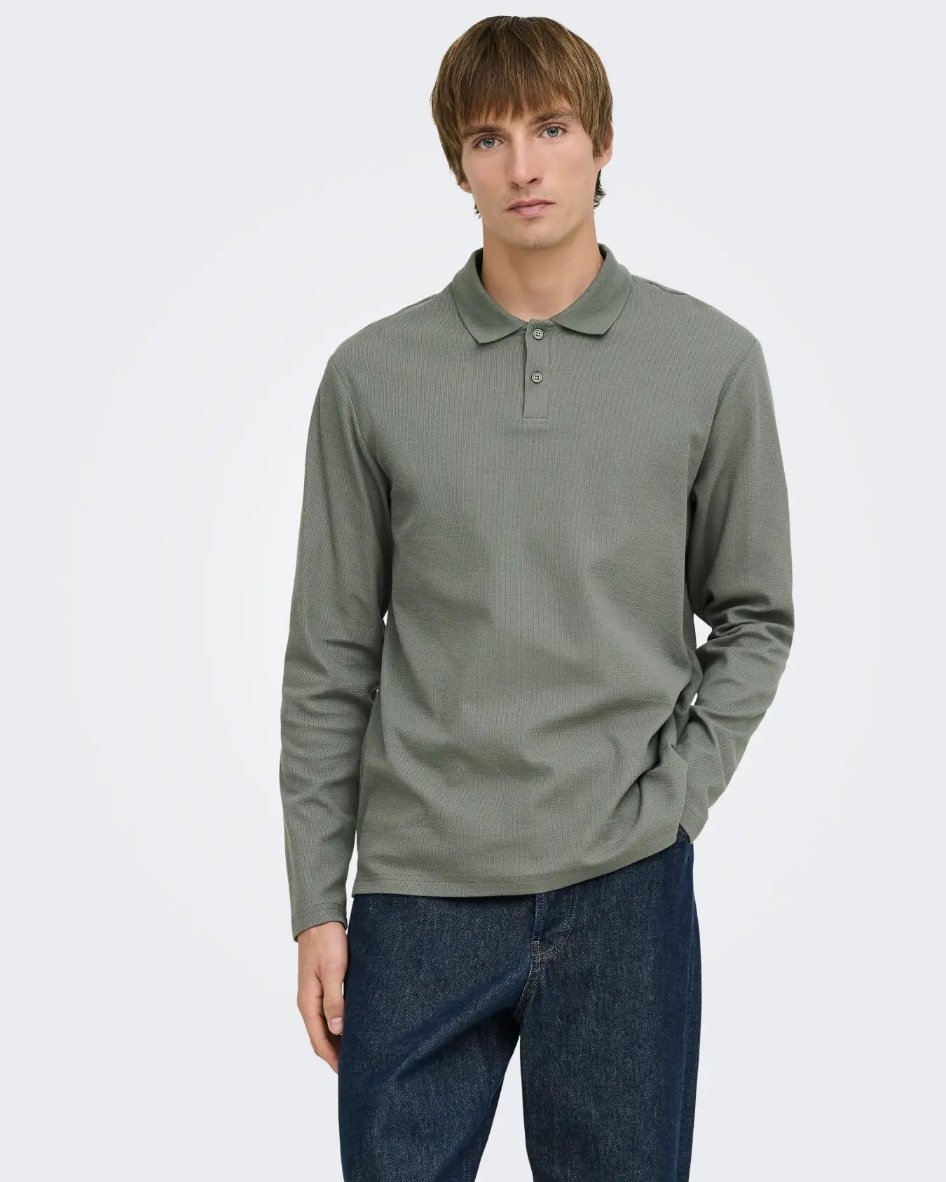 ONLY + SONS BEN REG LS POLO - CASTOR GREY